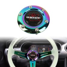 Jdm Bride Carbon Fiber Steering Wheel Center Cap Horn Button Neo Chrome Aluminum