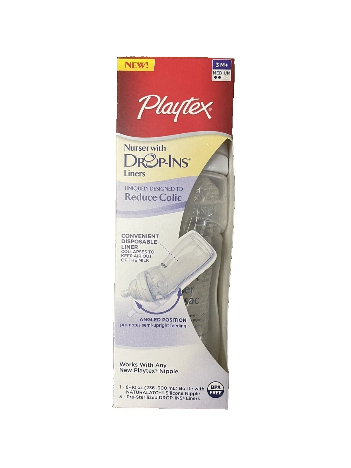 Playtex Botellas de cuello ancho Bebé de 3 meses