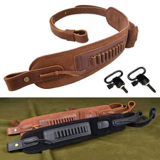 Leather Gun Sling Slot Strap For .357.30-30.308 .22LR 12GA 16GA 20GA Heavy-duty
