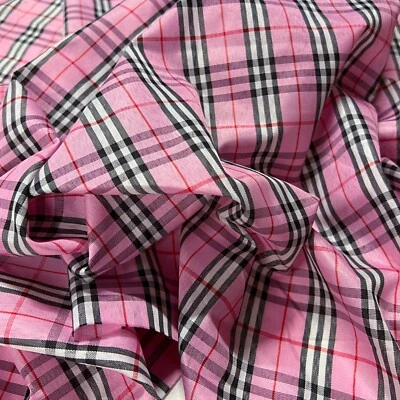 Karneval Polyester Stoff Karo Rosa Schwarz Kostüm leicht Bekleidung Deko