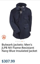 Bulwark Jacket Men's JLP8 NV Flame-Resistant Navy Blue Insulated Jacket