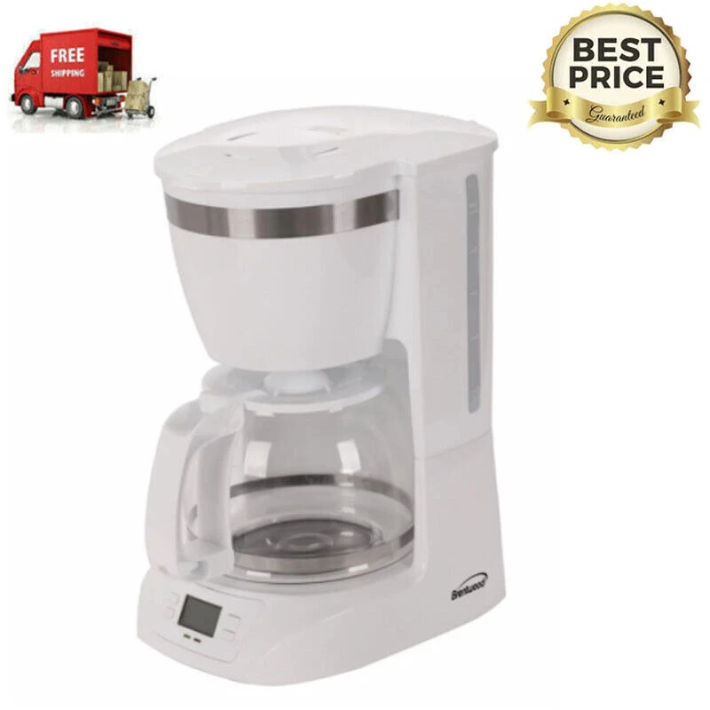 White BPA Free Office 10 Cup Digital Coffee Maker w/Carafe &Auto Shut-Off NEW