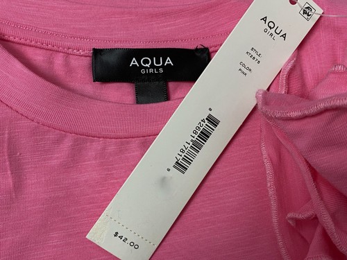 Aqua Kids Girl's Pink Round Neck Flutter Sleeve T-Shirt Top Size XXS - Picture 2 of 2