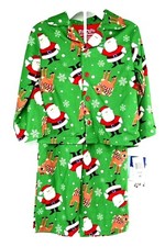 Rudolph Christmas Pajamas Boys Size 3T Green 2pc Long Sleeve Santa Reindeer
