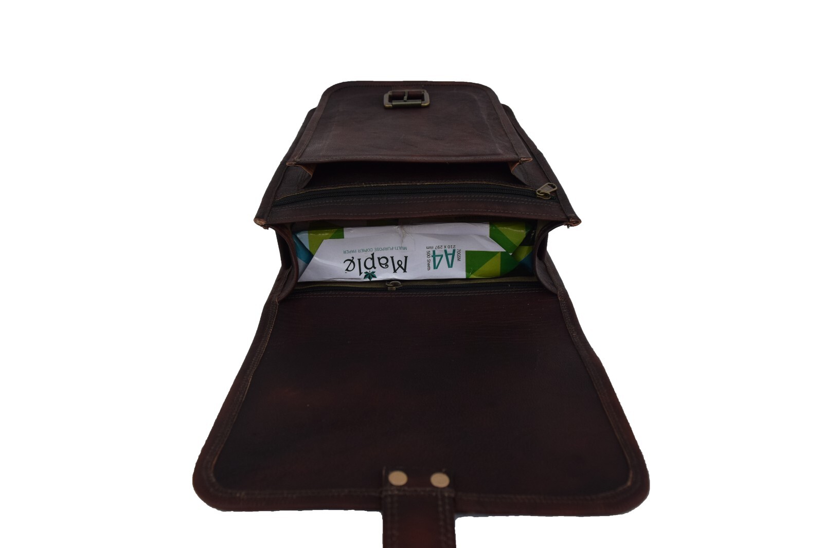 14 In Dark Leather Messenger Bag School A4 Laptop Satchel Crossbody Sling Bag