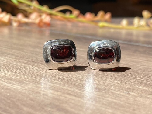 Gemelos naturales de granate rojo plata esterlina 925 para hombre regalo de cumpleaños - Imagen 5 de 6