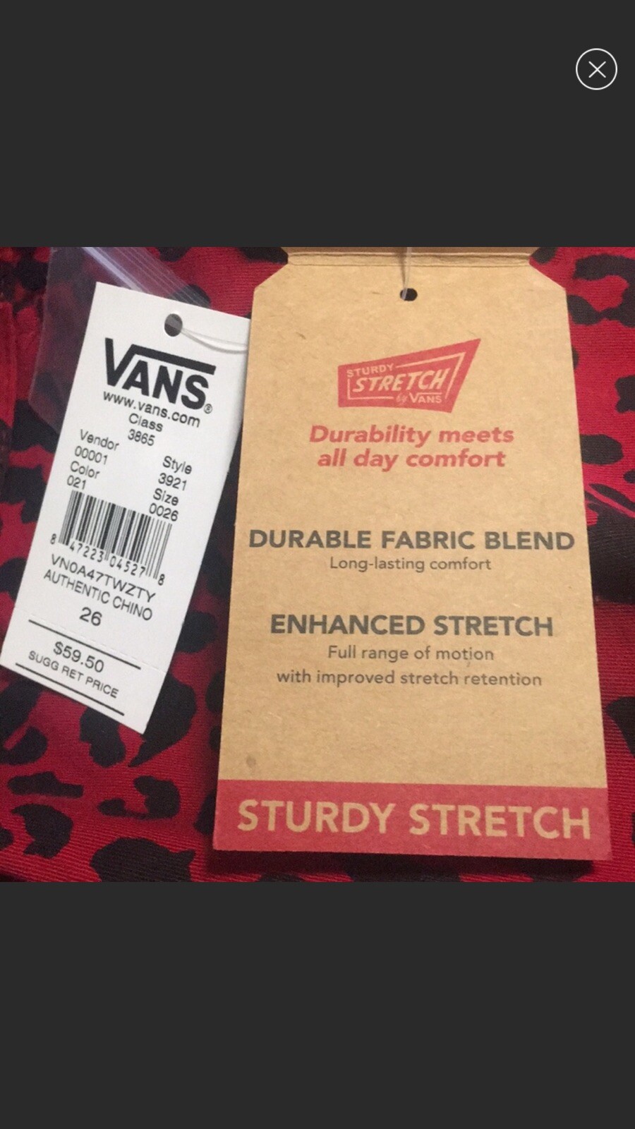 NWT Vans Leopard Authentic Chino Jeans For Women Size 26 Pls See Pics For Info
