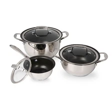 Wolfgang Puck 6-Piece Stainless Steel Pots and Pan Set; Scratch-Resistant