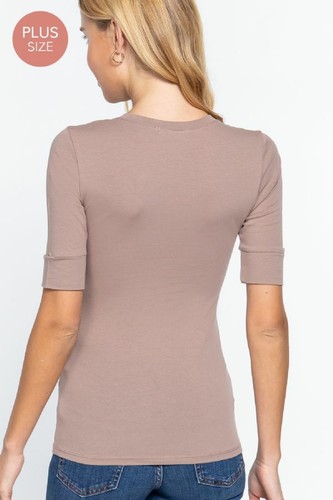 1XL 2XL 3XL Women's 3/4 Sleeve V-Neck T-shirt Soft Stretch Cotton Basic Tee Top - Picture 46 of 62