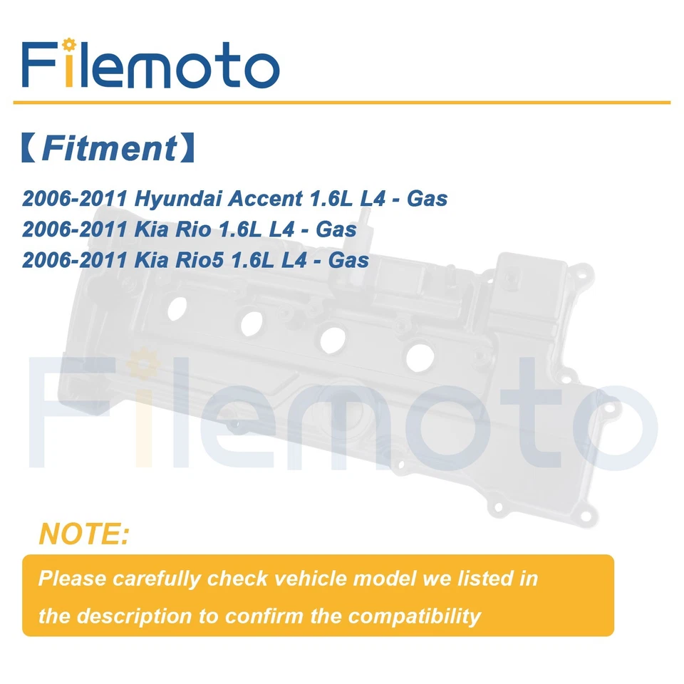 Tampa de válvula de motor de alumínio para 06-11 Hyundai Accent Kia Rio Rio Rio5 1.6L - Imagem 3 de 4