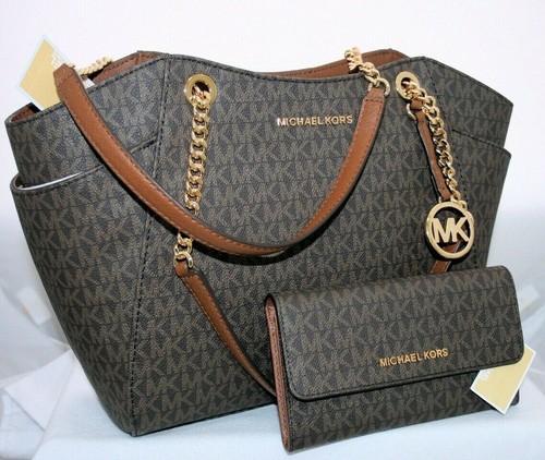 New Michael Kors MK Brown Signature Jet 