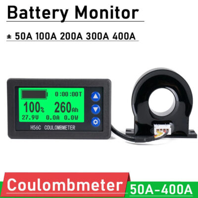 H56CH 50A-400A Coulomb Meter Li-ion/LiFePo4 /Lead-acid Battery Monitor Display