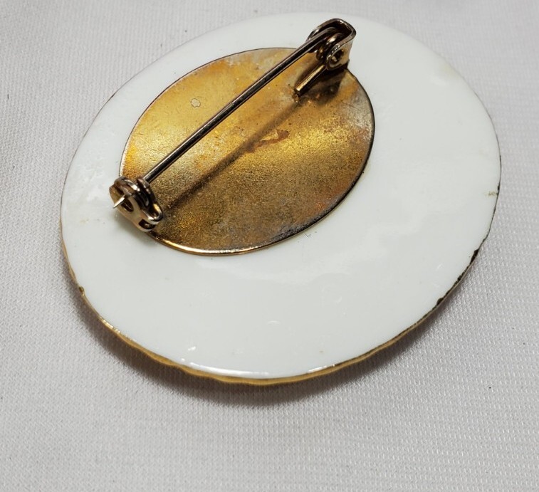 Vintage Aynsley Painted Bone China Brooch Pin View 4