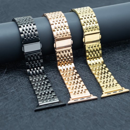 Stainless Steel Band Folding Clasp for Apple Watch Ultra 2 & Ultra 10/9/8/7/6/5 - Picture 3 of 19