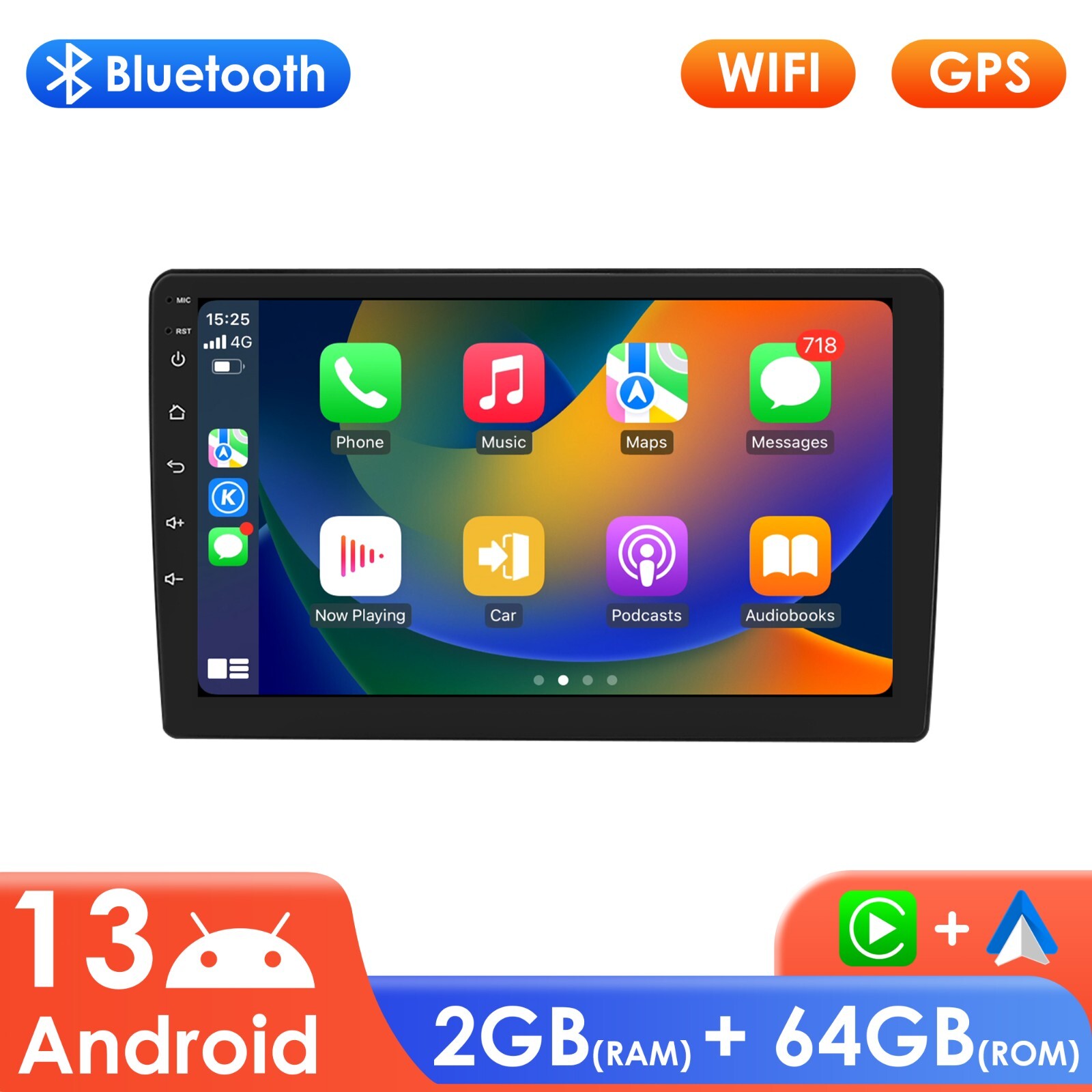 2+64GB Android 13 Car Stereo with GPS & CarPlay for Jeep Compass 2009-2014