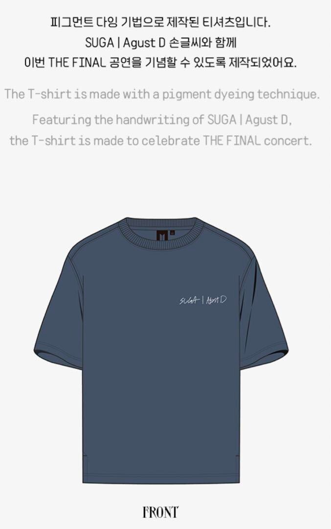 ユンギ　d-day tシャツ　the final BTS Suga S/S T-SHIRT THE FINAL Dark Navy Agust D TOUR D-DAY