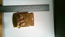 US MILITARY INSIGNIA US NAVY BELT BUCKLE GOLD COLOR BRASS USA MISSING A PIECE