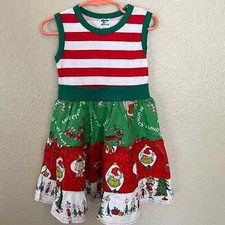 Chris n Missy How the Grinch Stole Christmas Striped Tiered Tank Dress Size 4