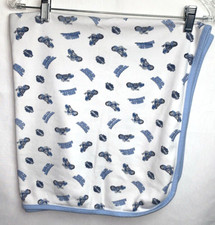 Harley Davidson Cotton Baby Blanket 31" x 31" White / Light Blue B O