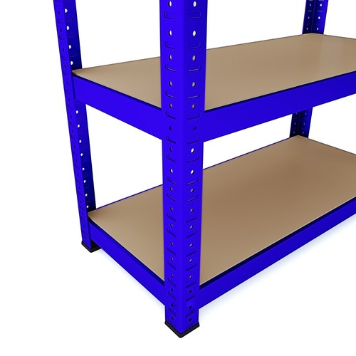 Set da 2 scaffalature scaffale metallo e legno 5 ripiani alta portata 875 kg blu - Foto 3 di 4