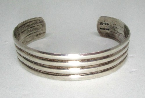 Bracciale a costine in argento sterling 925 messicano largo 23,9 grammi 3/4" - Foto 3 di 5