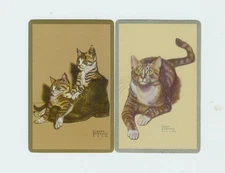 Single Swap U.S. Playing Cards Co (2) Brown Tabby Cats Gladys Emerson Cook USA 
