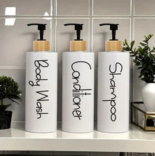3pcs Refillable Soap Dispenser Bottles: Pump Containers for Shampoo & Gel - NEW