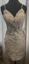 Prom HOCO Grey Silver Dress Short Glitter Jovani Size 4 New
