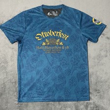 Oktoberfest Half Marathon 5K Shirt Mens M Blue Running Athletic Asheville NC