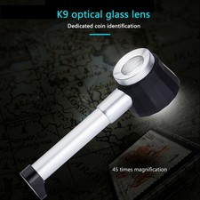 Magnifier 30X Loupe Lens with Scale LED Light Handheld Metal HD Magnifying Glass