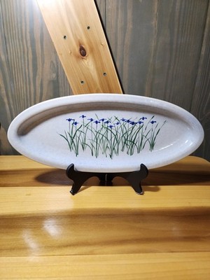 Vintage Oval Young Sapling Pottery Platter Closed Potter Made In Rexville NY