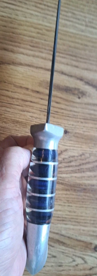 Cuchillo de arte de trinchera hecho a mano de colección de la Segunda Guerra Mundial pistola torreta y mango de aluminio Foto 3 de 4