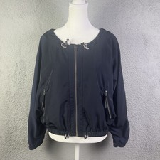 Athleta Jacket Medium Navy Blue Chill Bomber Full Zip Lined Active Casual Travel