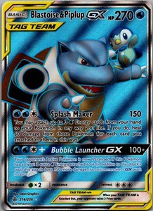 Blastoise & Piplup GX (Full Art) Ultra Rare SM - Cosmic Eclipse 214/236 NM