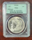 1921 PCGS MS64 OGH MORGAN SILVER DOLLAR OLD GREEN HOLDER