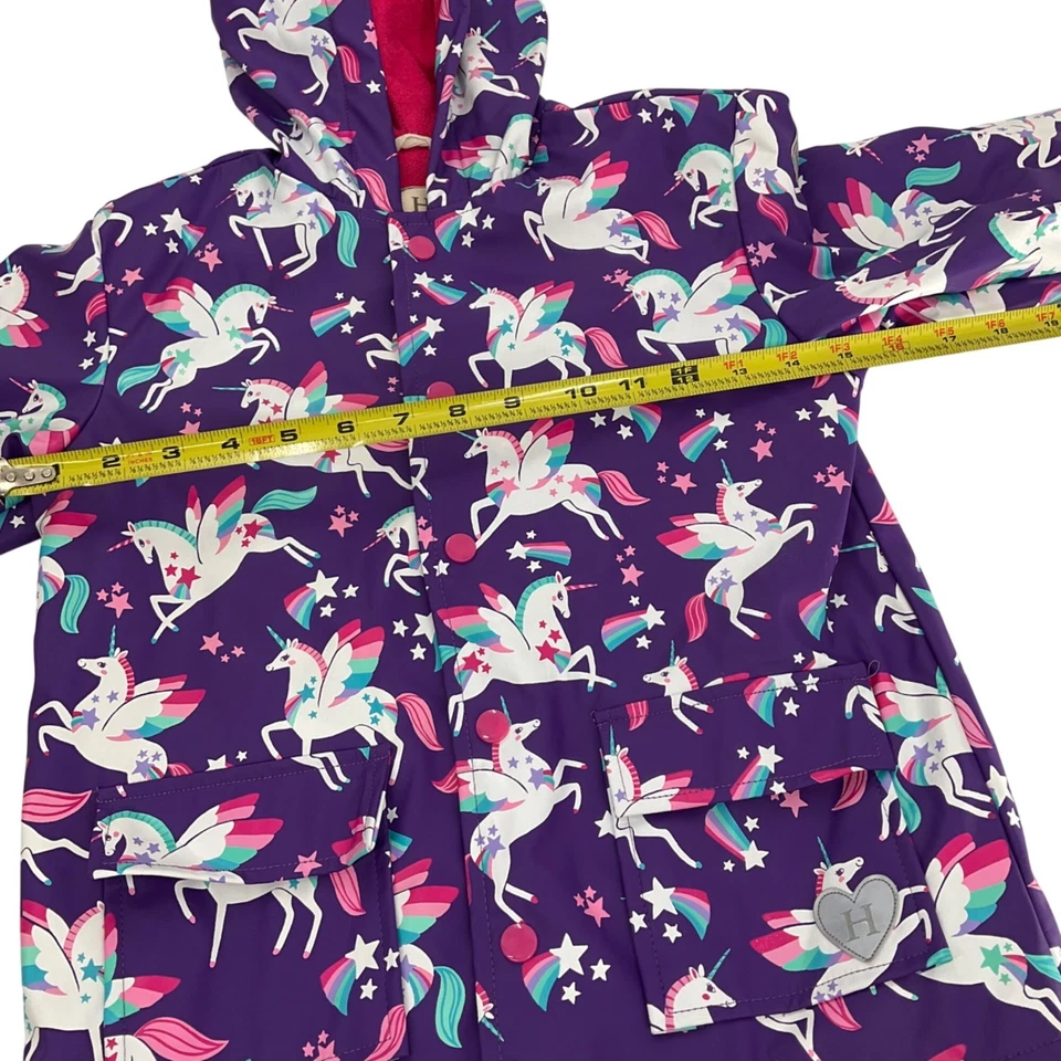 Hatley Unicorn Rain Jacket Size 5 Purple Waterproof Hood pink terry lining - Image 4 of 4