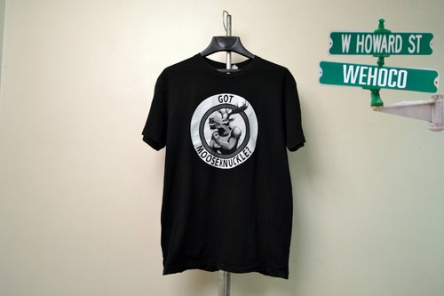 Vtg Black T Shirt w Graphic Design Got Mooseknuckle Size Large