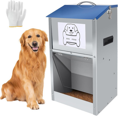 Automatic Dog Feeder,Galvanized Metal Pet Food Station for Indoor & Outdoor Use,