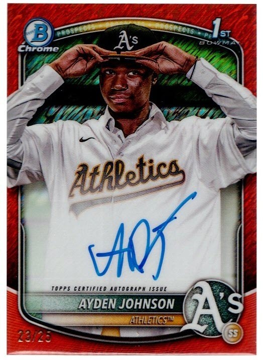 AYDEN JOHNSON - AUTO - 1st - Orange Shimmer /25 - 2025 Bowman Chrome #CPA-AJ