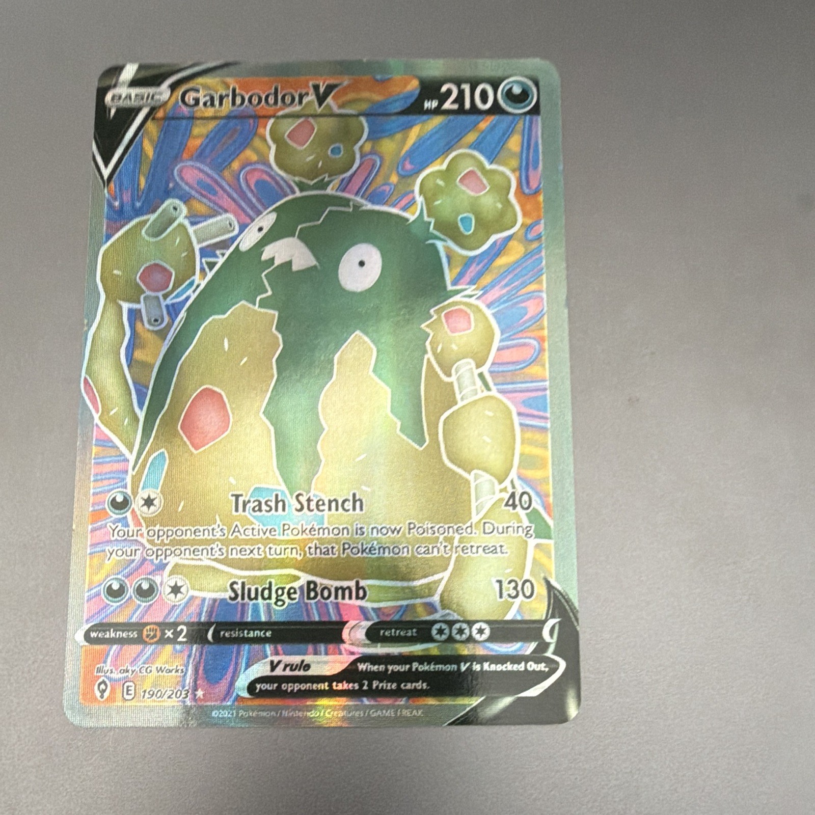 Pokemon Company Garbodor V Ultra Rare Full Art Holo Evolving Skies 190/203