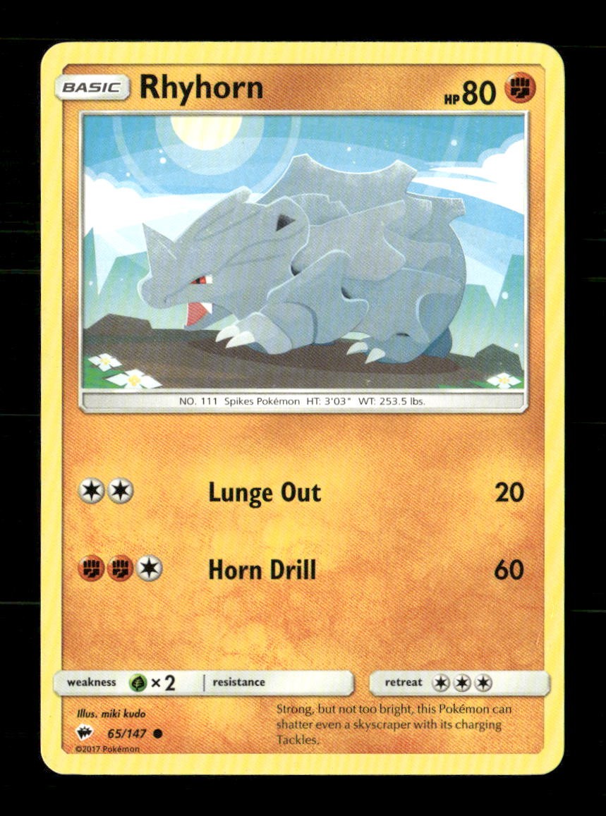 Rhyhorn 65/147 Burning Shadows NM/M Pokemon