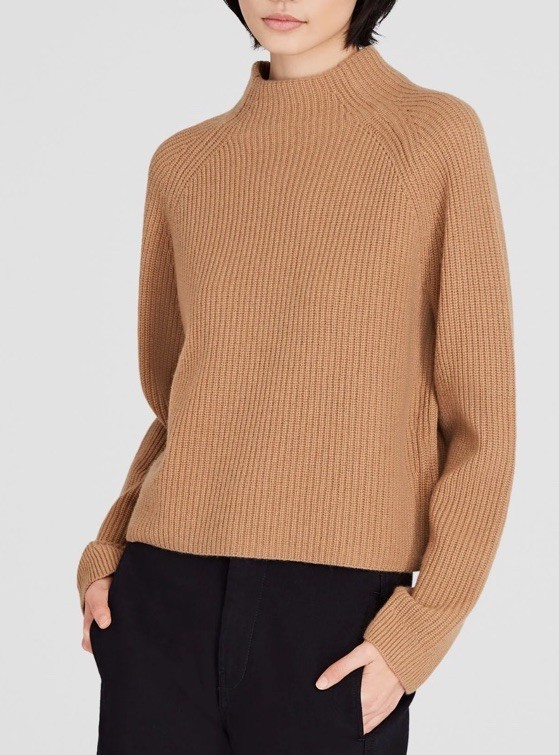 Club Monaco Cashmere Sweater Fisherman Knit Neutral Minimalist Camel color Sz M