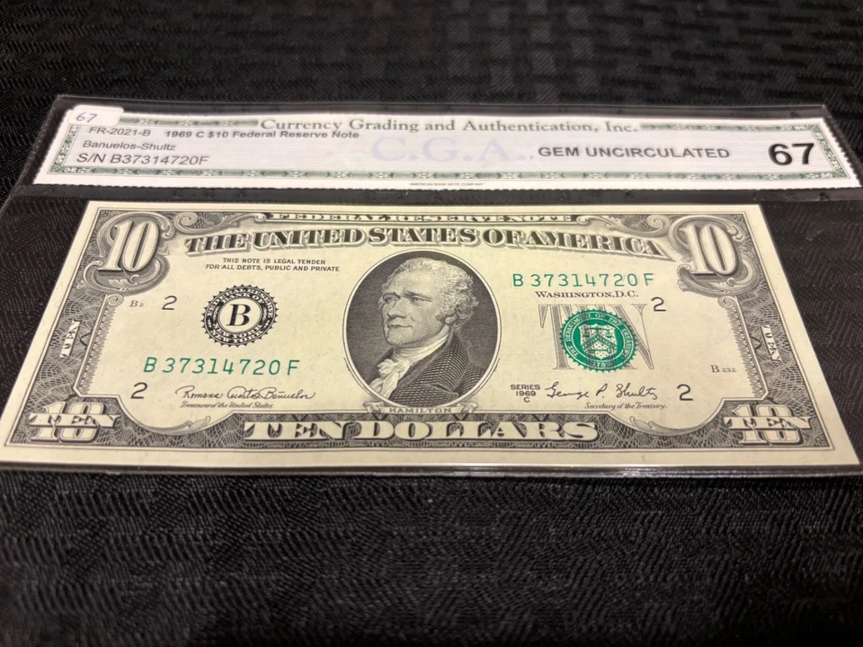 1969C $10 New York FRN 67 Gem Uncirculated Fr 2021-B - Image 2 of 3