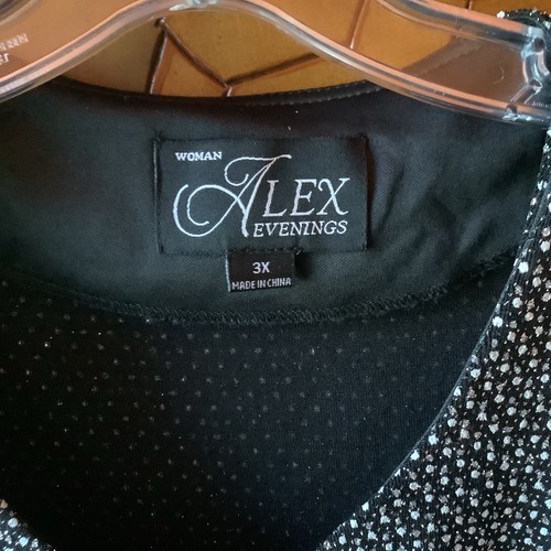 Neu Alex Evenings 3X zweiteiliges glitzerndes schwarz-weißes Tank und Jacke - Bild 2 von 8