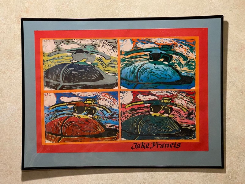 Jake Francis "Skateboarder 4 Seasons" signed orig silk screen framed 24 x 18