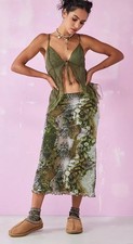 Urban Outfitters Skirt Rich Tapestry Mesh Maxi Skirt Floral Green XXS, rrp €45.