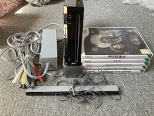 Black Nintendo Wii Bundle With 5 Games Tested And Working Good Condition