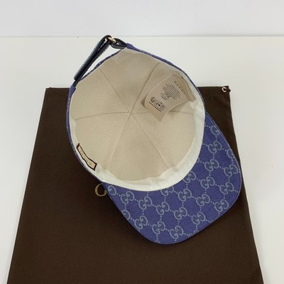 Gucci GG Monogram Canvas Cotton Baseball Cap Head Hat Navy  display picture 3
