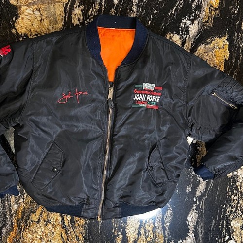 RARE John Force Jacket Vintage NHRA Bomber Jacket 6X World Champ Black Jacket - Picture 3 of 7