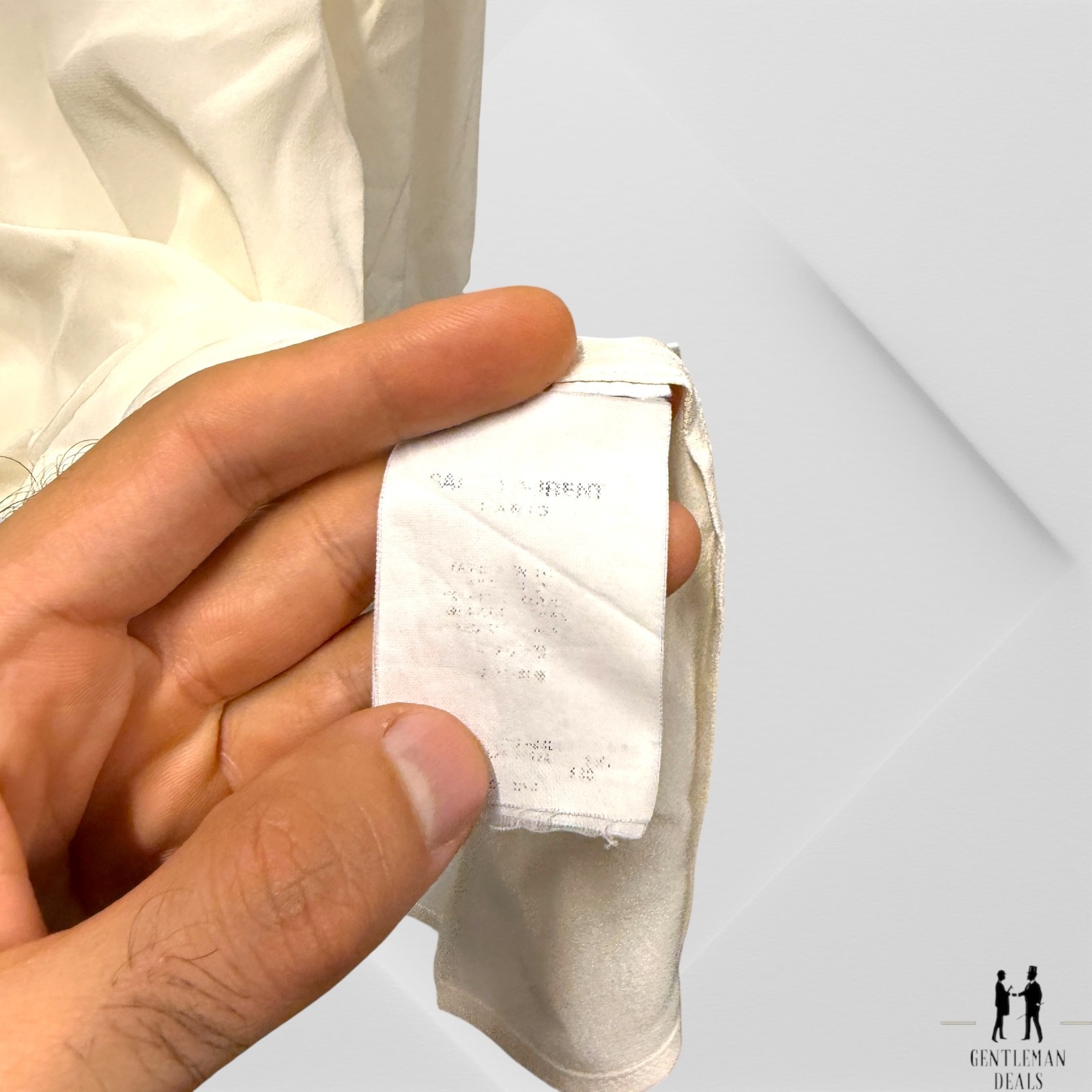 Camicetta donna Saint Laurent Paris $1450 in chiffon di seta avorio FR 40 19 5x28